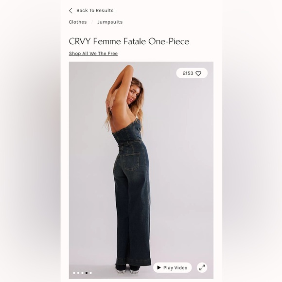 Free People denim one piece size 2 fits like a size 4 - Picture 3 of 3